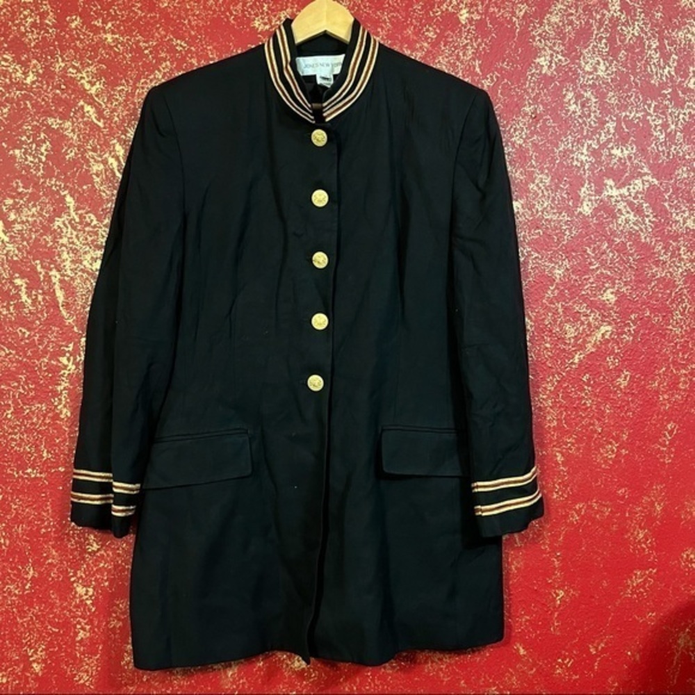 JONES NEW YORK Vintage Military Uniform Dark Academia Gold Buttons Jacket 14
